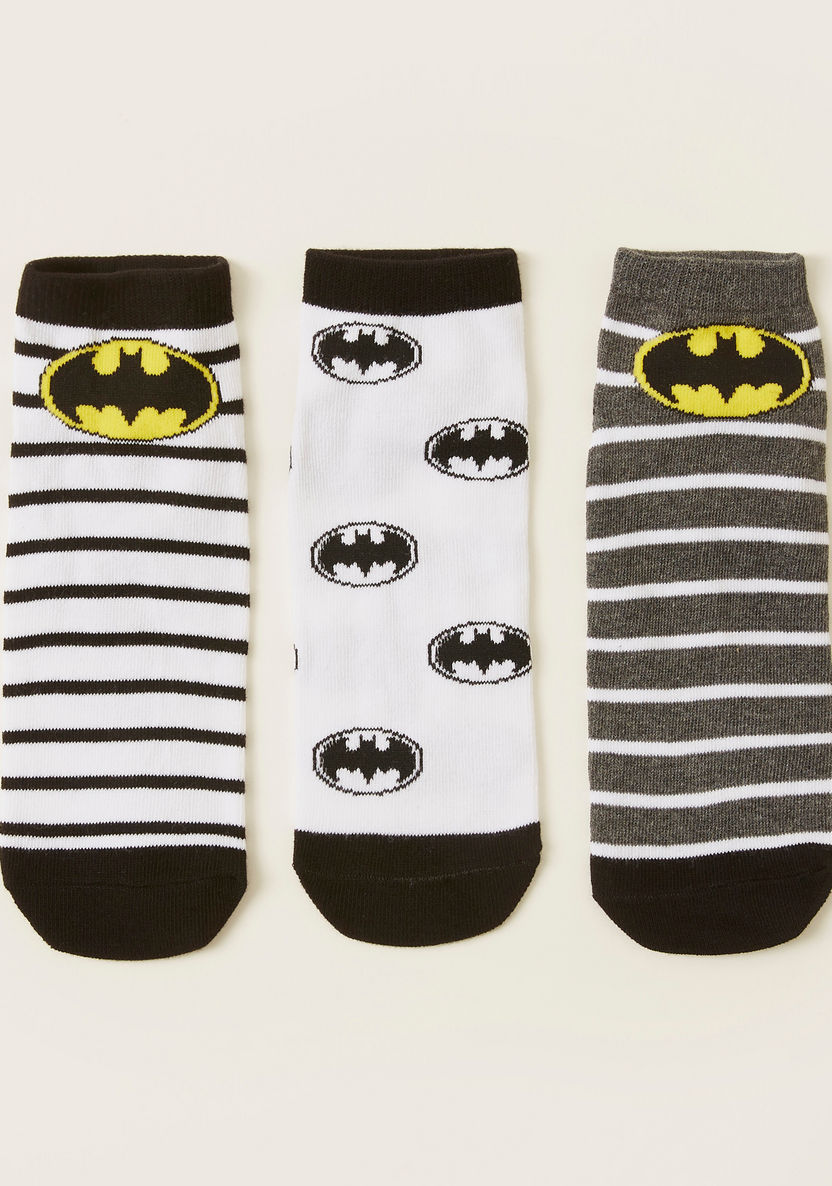 Batman Print Ankle-Length Socks - Set of 3-Socks-image-0