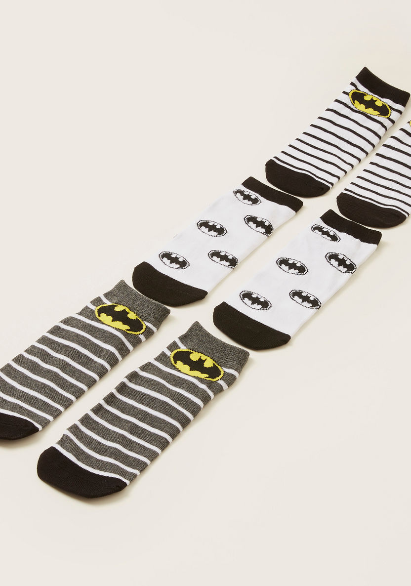 Batman Print Ankle-Length Socks - Set of 3-Socks-image-1
