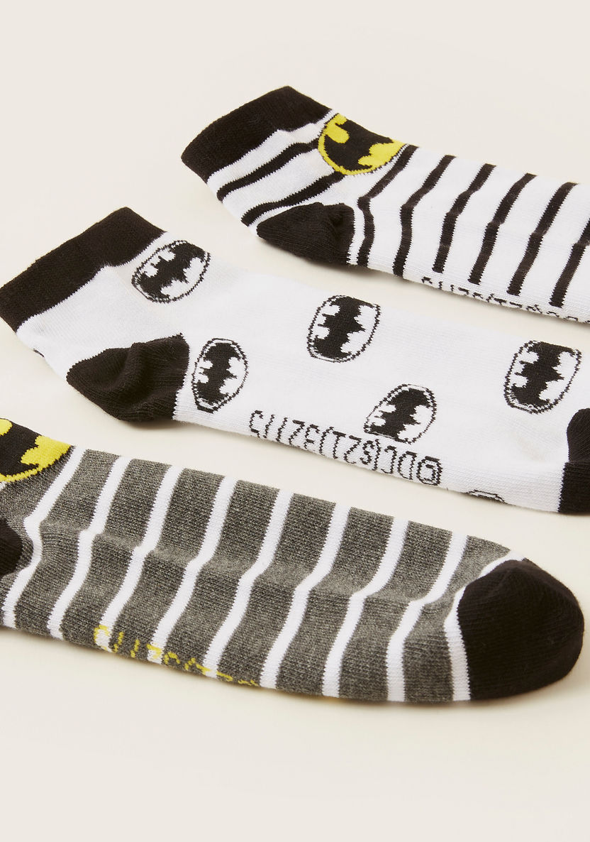 Batman Print Ankle-Length Socks - Set of 3-Socks-image-2