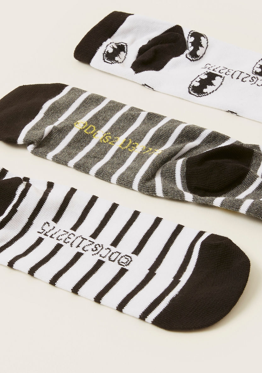 Batman Print Ankle-Length Socks - Set of 3-Socks-image-3