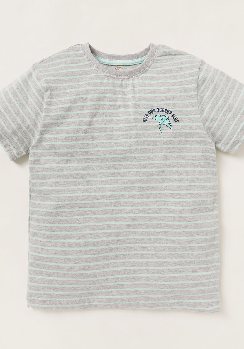 Love Earth Striped T-shirt and Whale Print Joggers-Nightwear-image-1