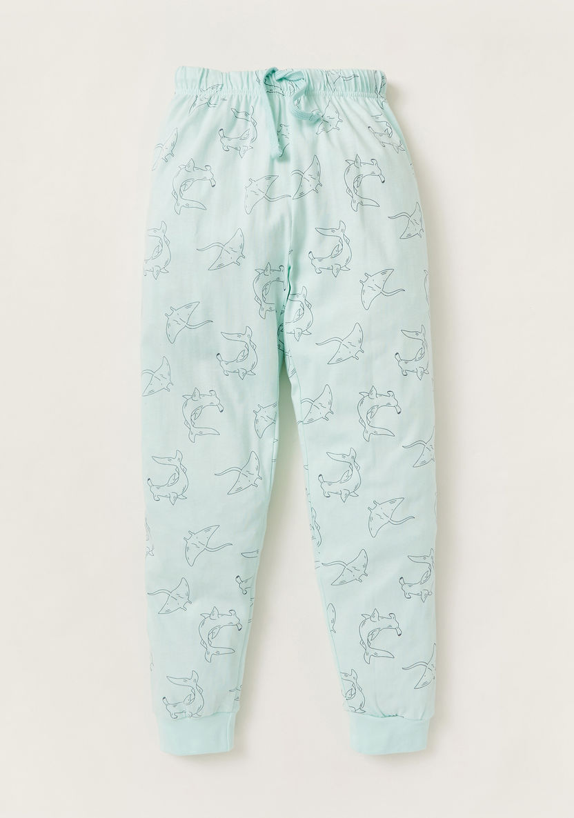 Love Earth Striped T-shirt and Whale Print Joggers-Nightwear-image-2