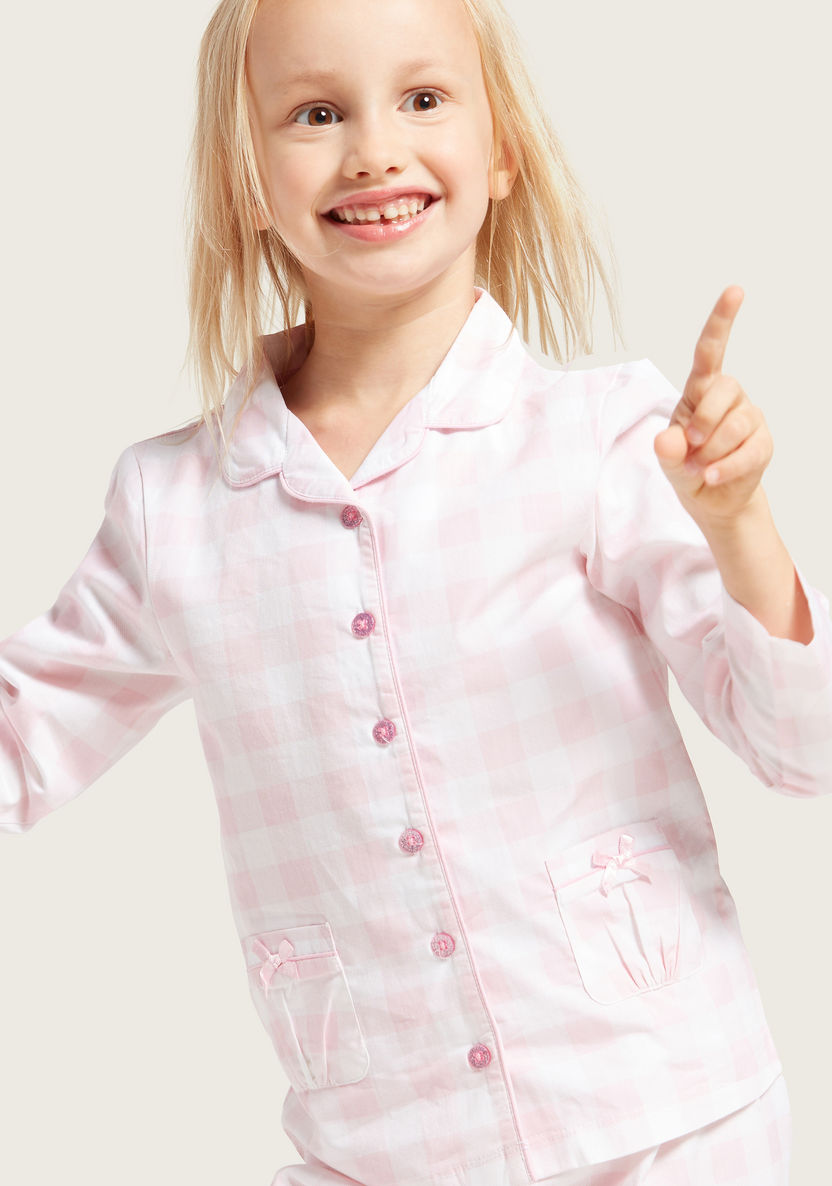 Juniors Checked Long Sleeves Sleepshirt and Pyjama Set-Nightwear-image-1