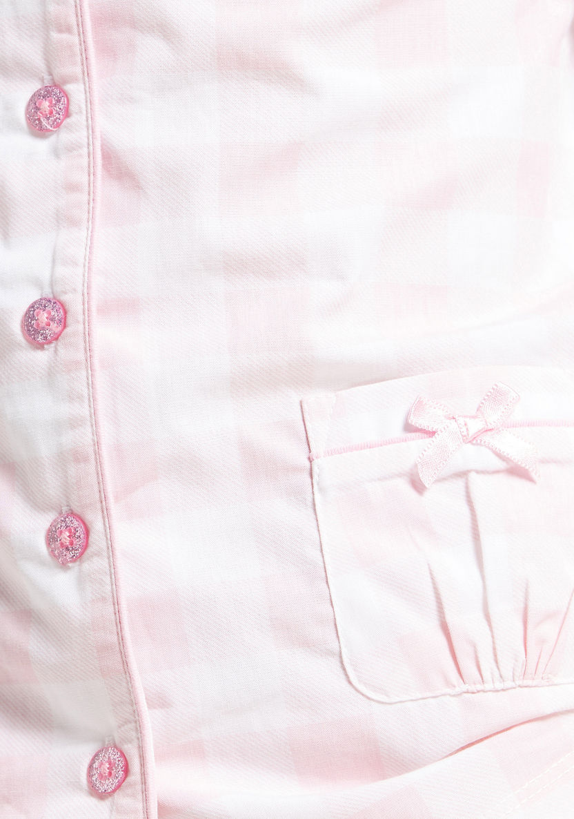 Juniors Checked Long Sleeves Sleepshirt and Pyjama Set-Nightwear-image-3