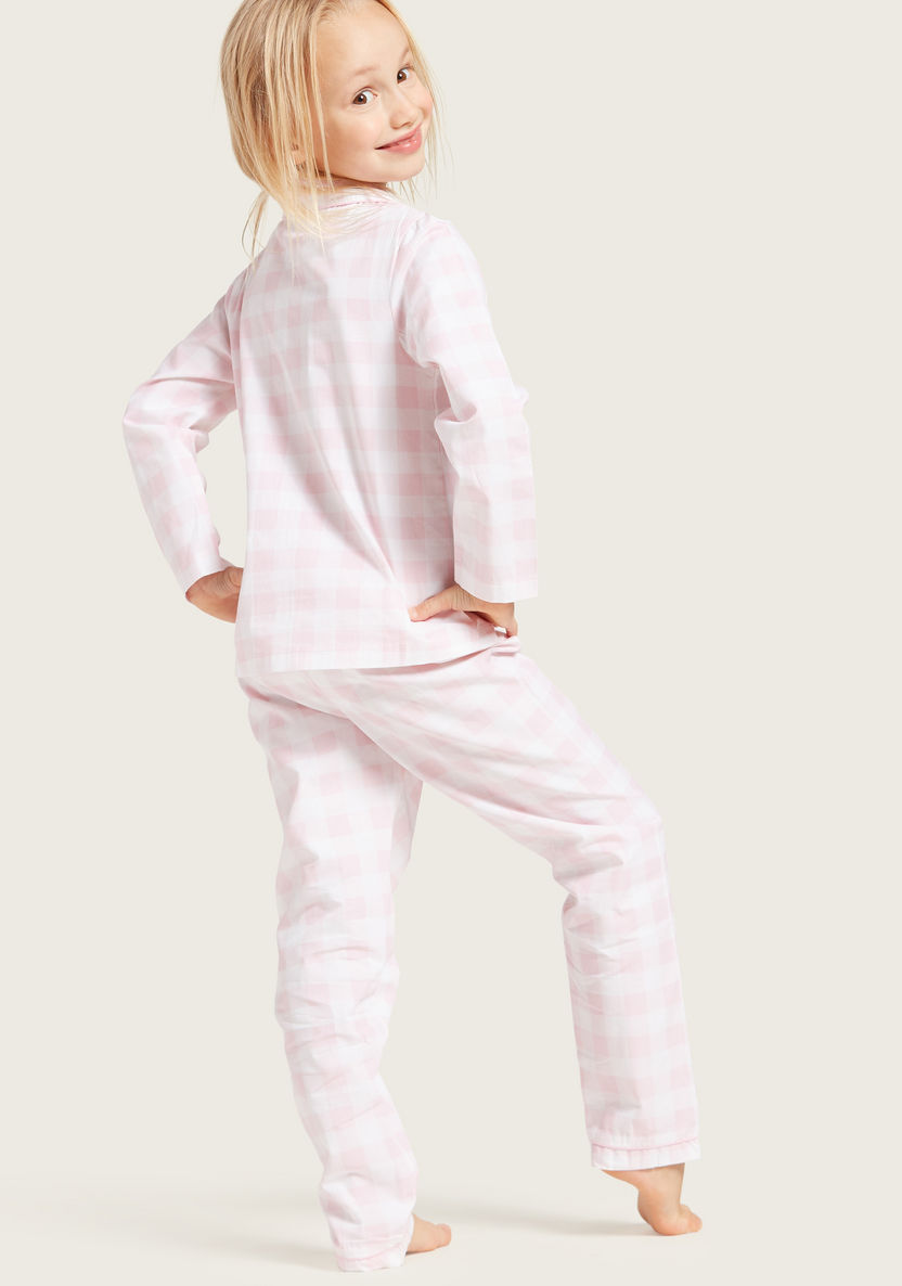Juniors Checked Long Sleeves Sleepshirt and Pyjama Set-Nightwear-image-5