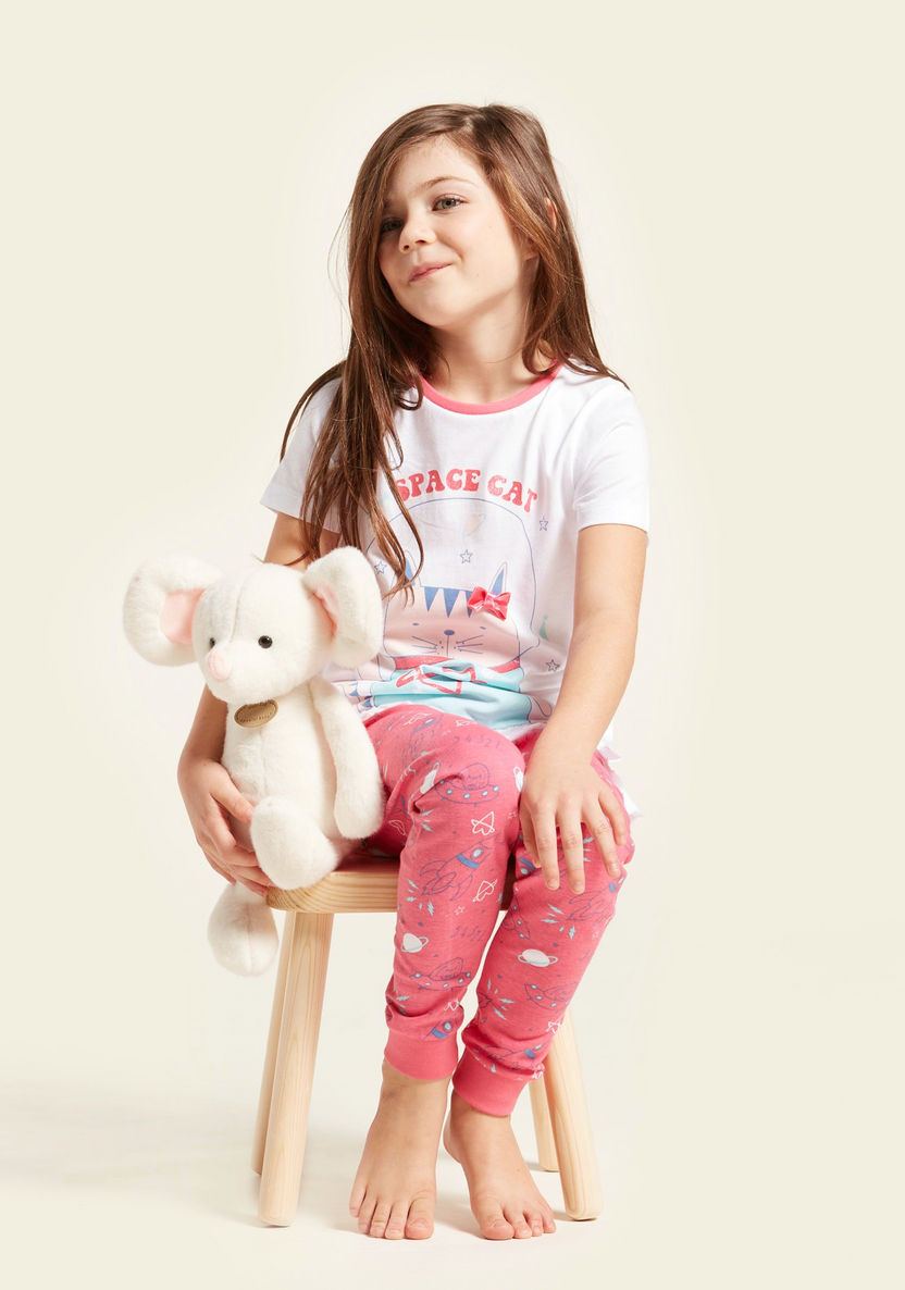 Juniors Printed T-shirt and Full Length Pyjama Set-Nightwear-image-1