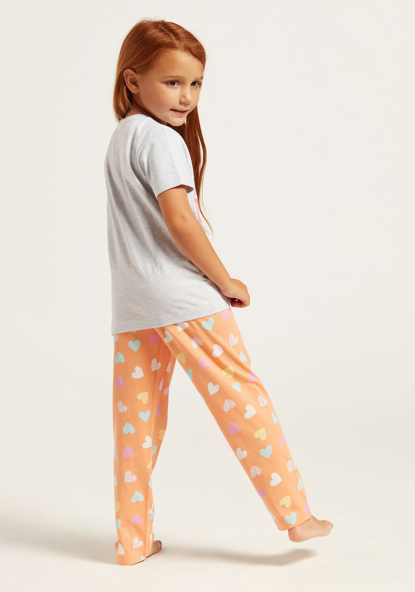 Juniors Printed Round Neck T-shirt and Pyjamas - Set of 2-Multipacks-image-3