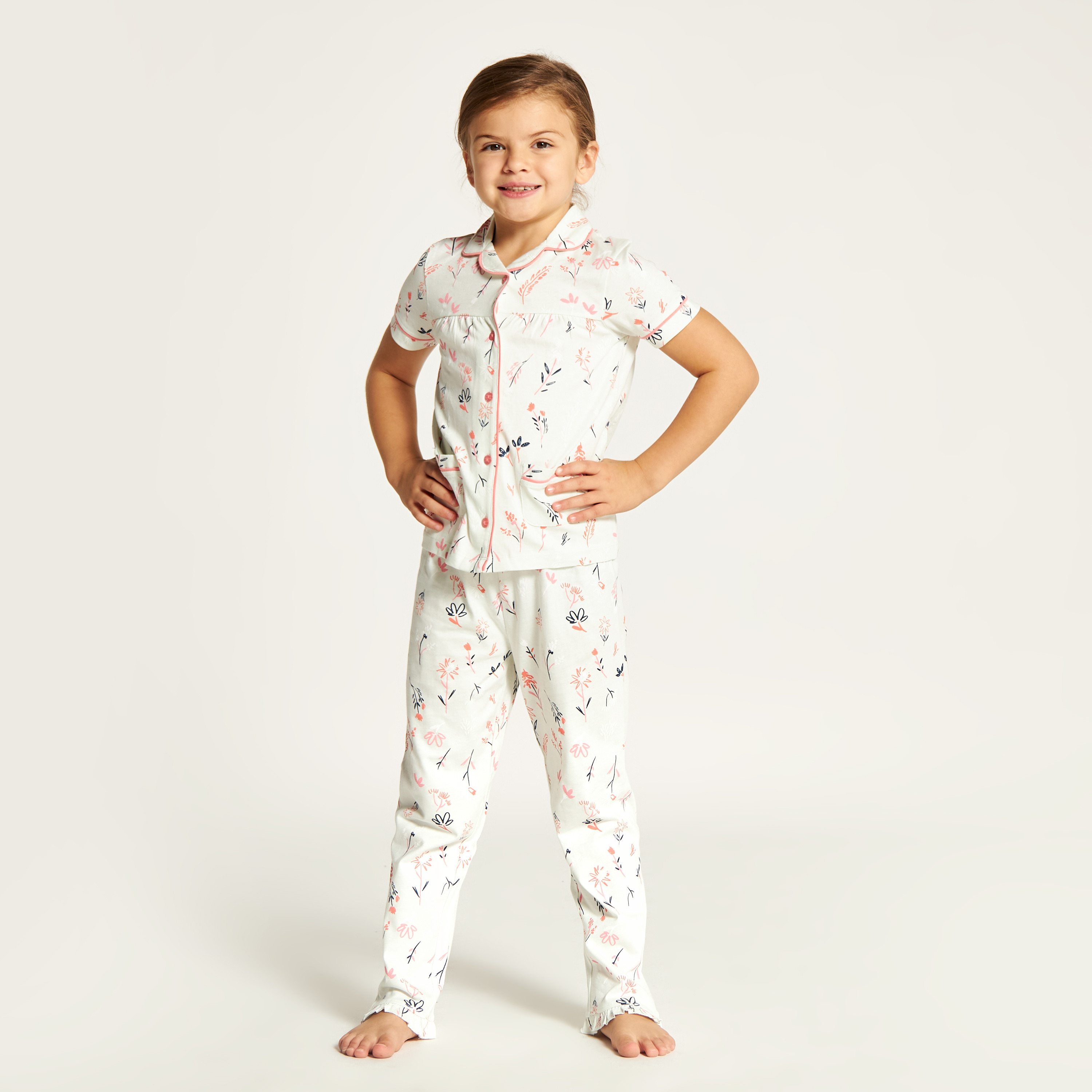 Juniors All Over Print Shirt and Full Length Pyjama Set-girls-clothing-nightwear-image-2