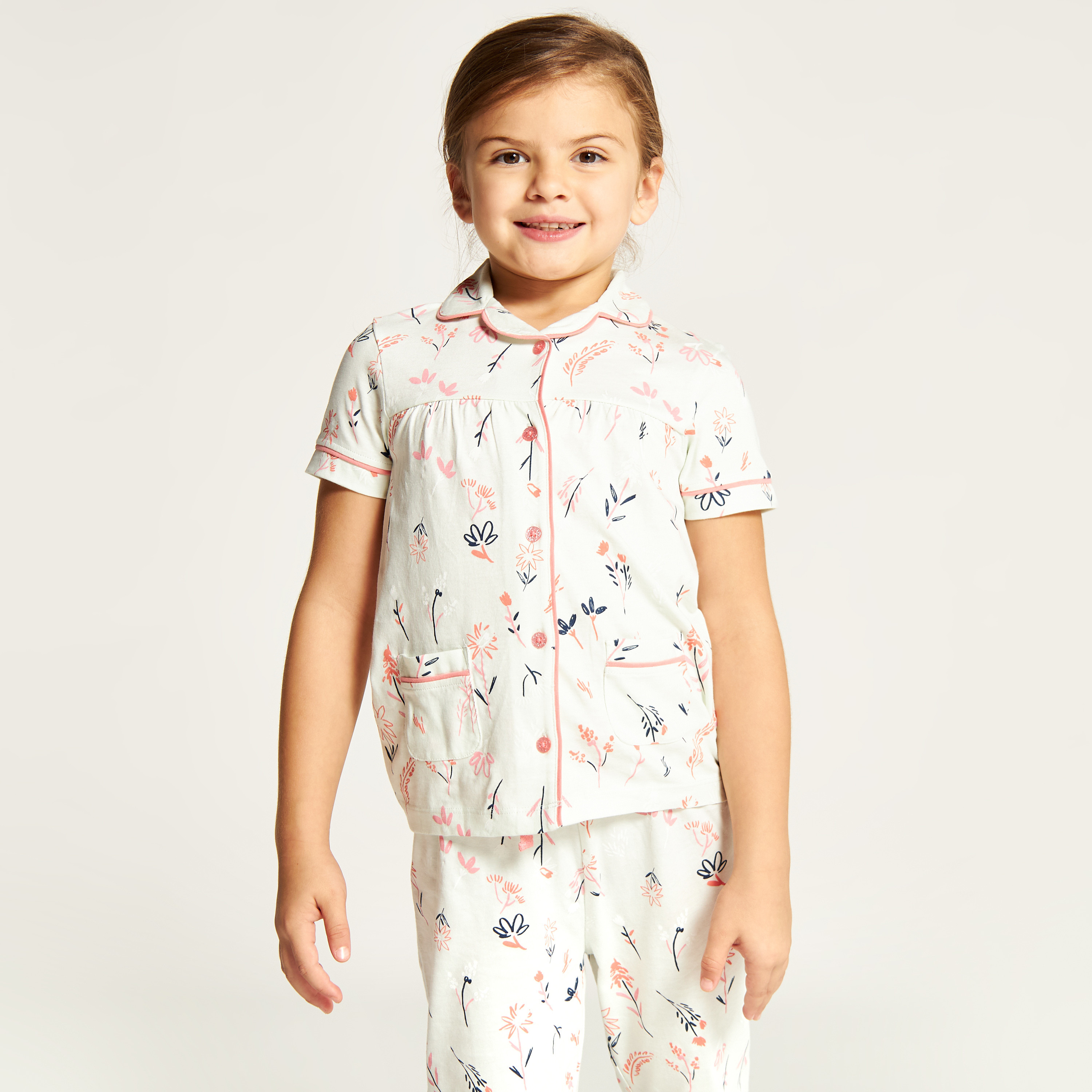 Juniors All Over Print Shirt and Full Length Pyjama Set-girls-clothing-nightwear-image-3