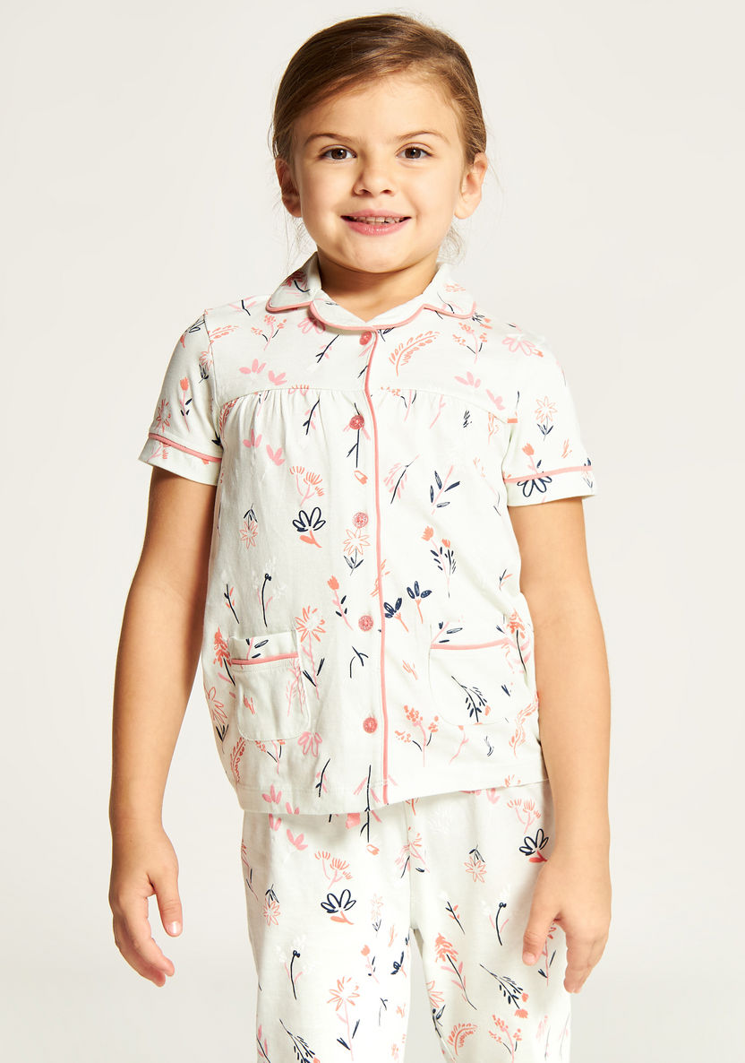Juniors All Over Print Shirt and Full Length Pyjama Set-Clothes Sets-image-2