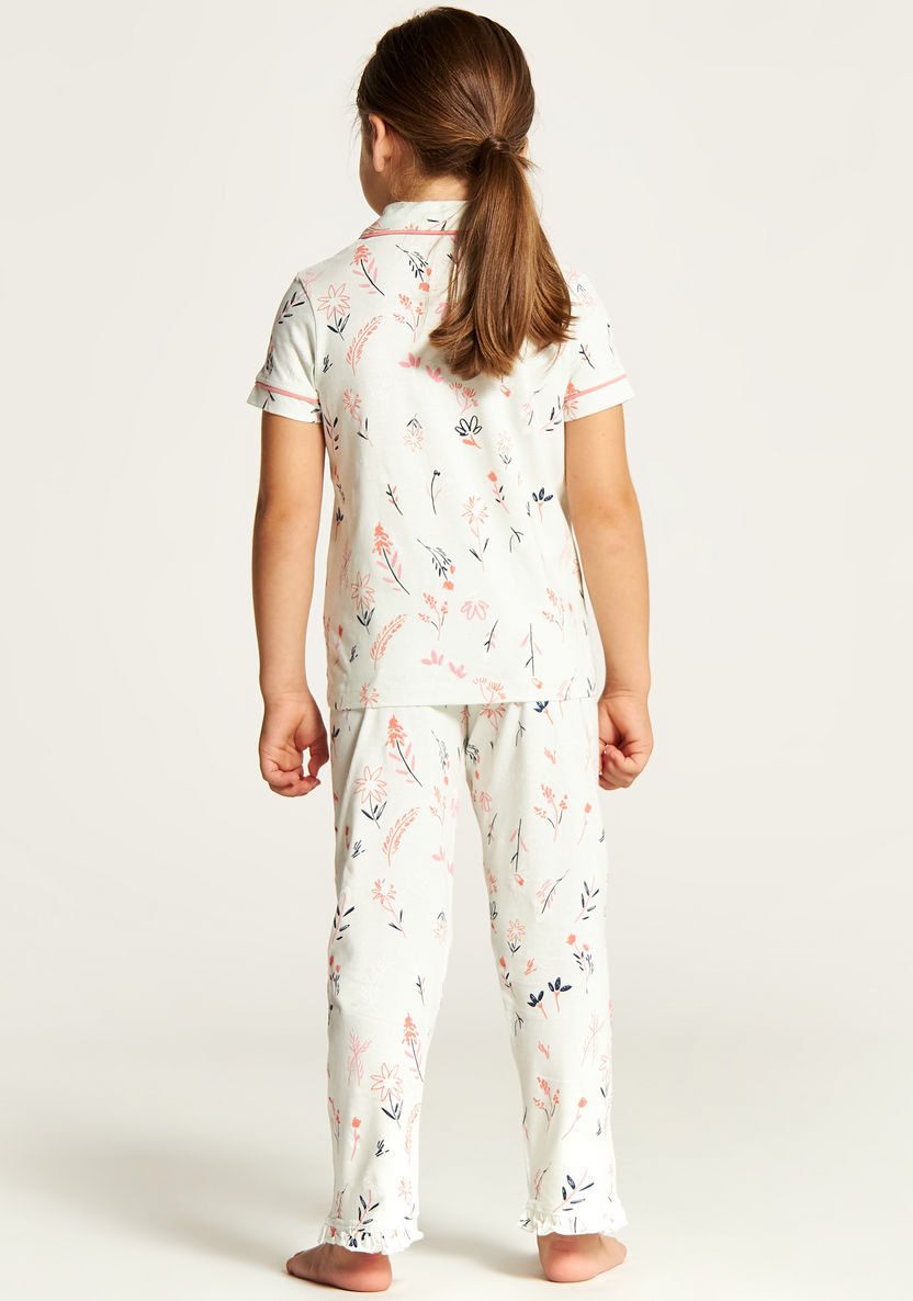 Juniors All Over Print Shirt and Full Length Pyjama Set-Clothes Sets-image-3