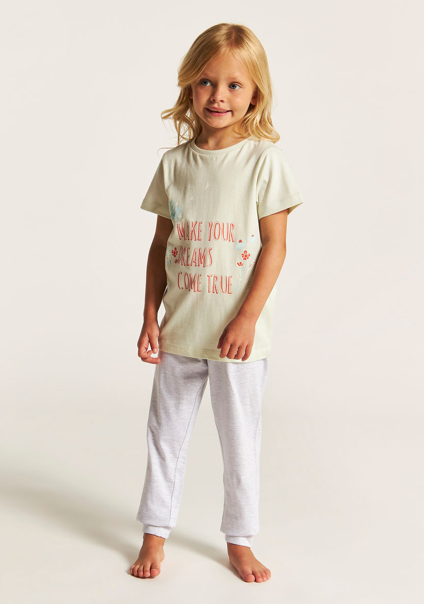 Juniors Printed Round Neck T-shirt and Pyjama - Set of 2-Multipacks-image-5