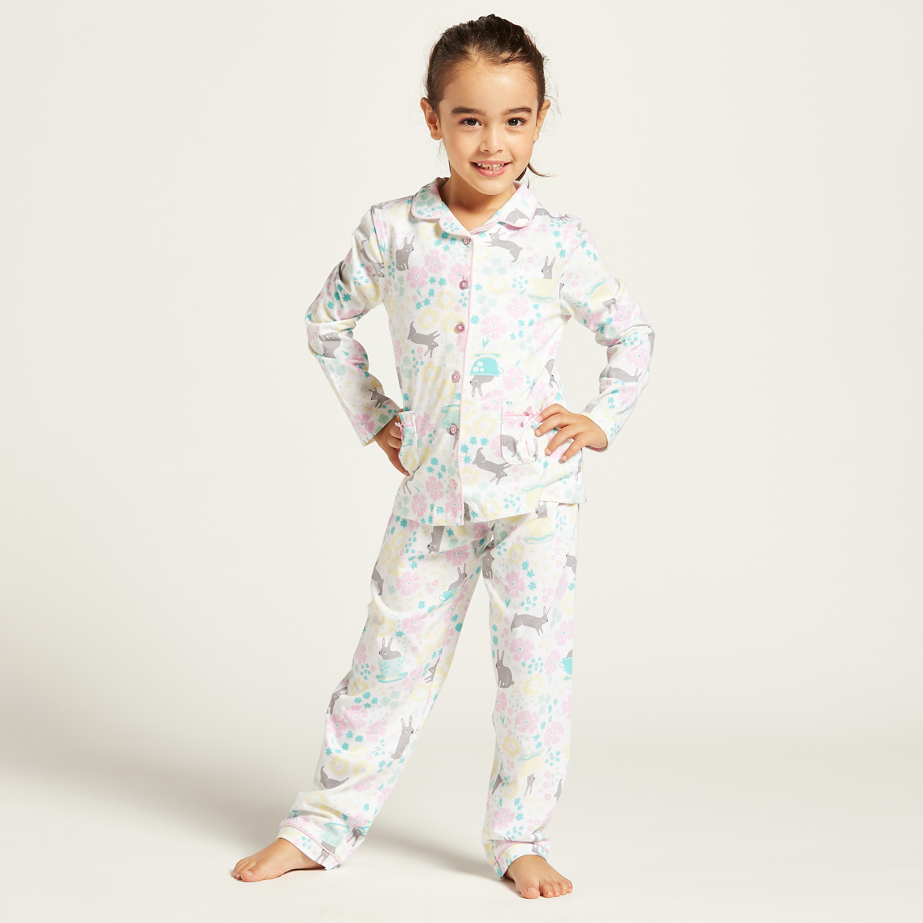 Juniors All-Over Print Sleepshirt and Full Length Pyjama Set-girls-clothing-nightwear-image-1