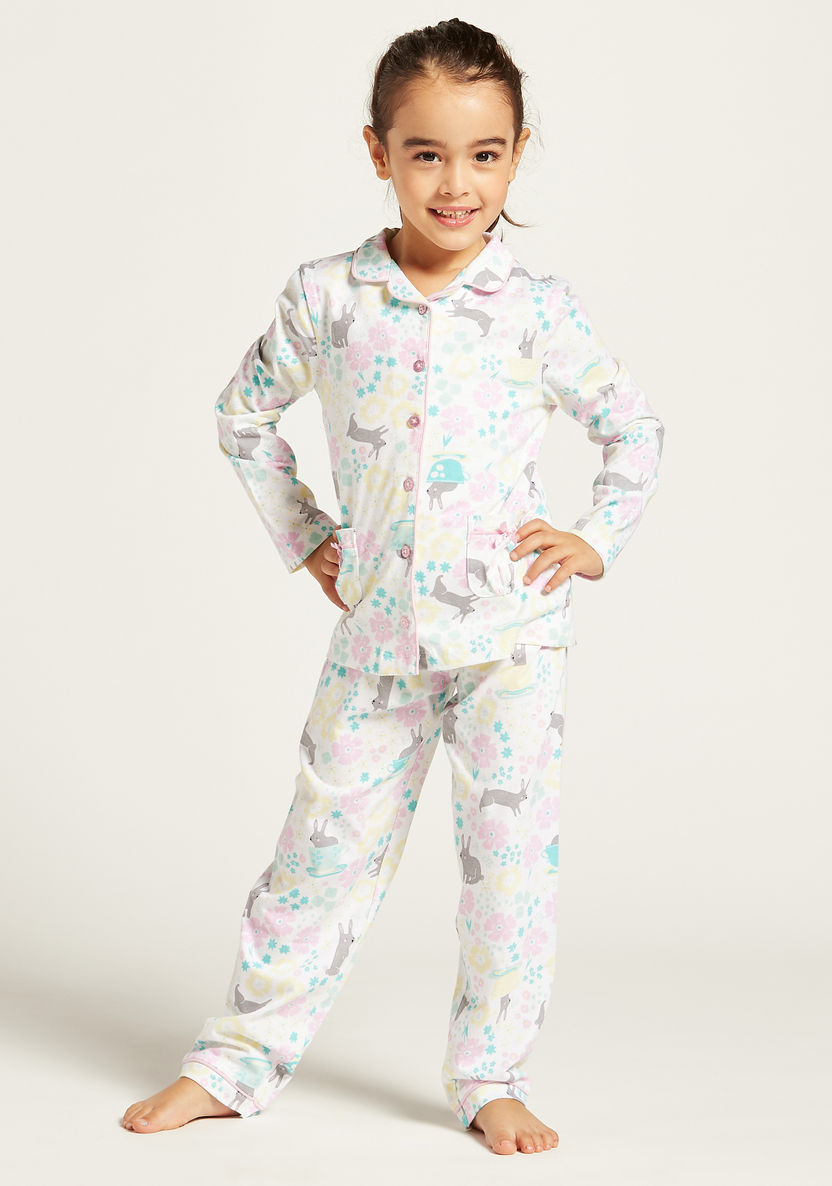 Juniors All-Over Print Sleepshirt and Full Length Pyjama Set-Nightwear-image-0