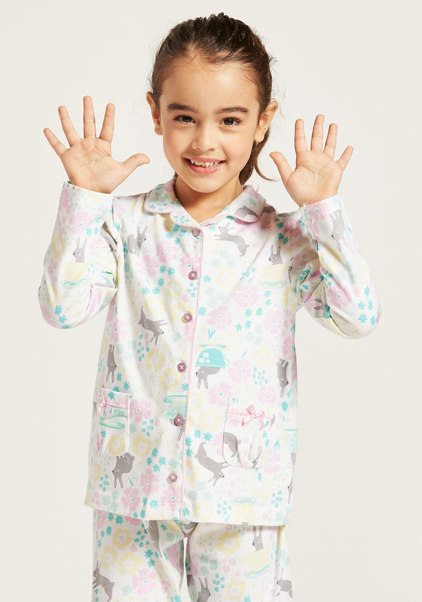 Juniors All-Over Print Sleepshirt and Full Length Pyjama Set-Nightwear-image-2