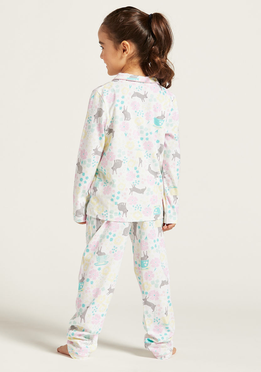 Juniors All-Over Print Sleepshirt and Full Length Pyjama Set-Nightwear-image-4