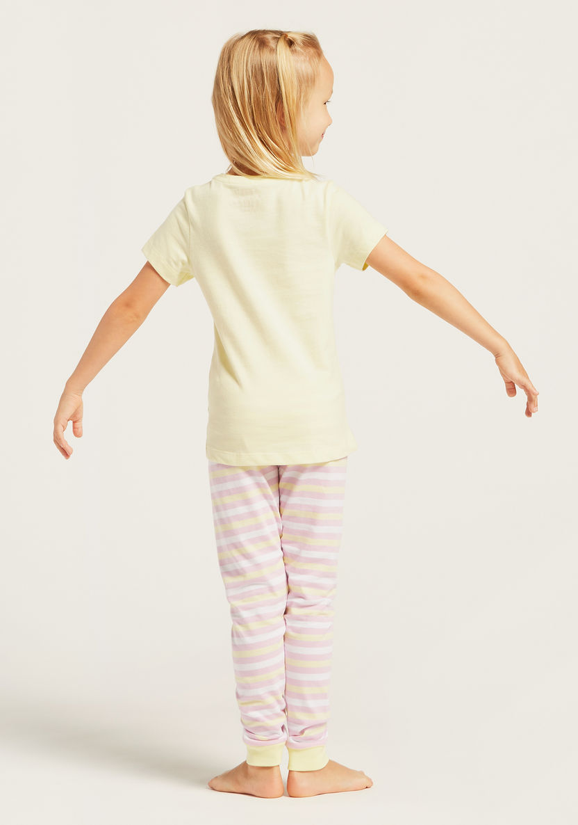 Juniors Bunny Print T-shirt with Pyjama Set-Pyjama Sets-image-4