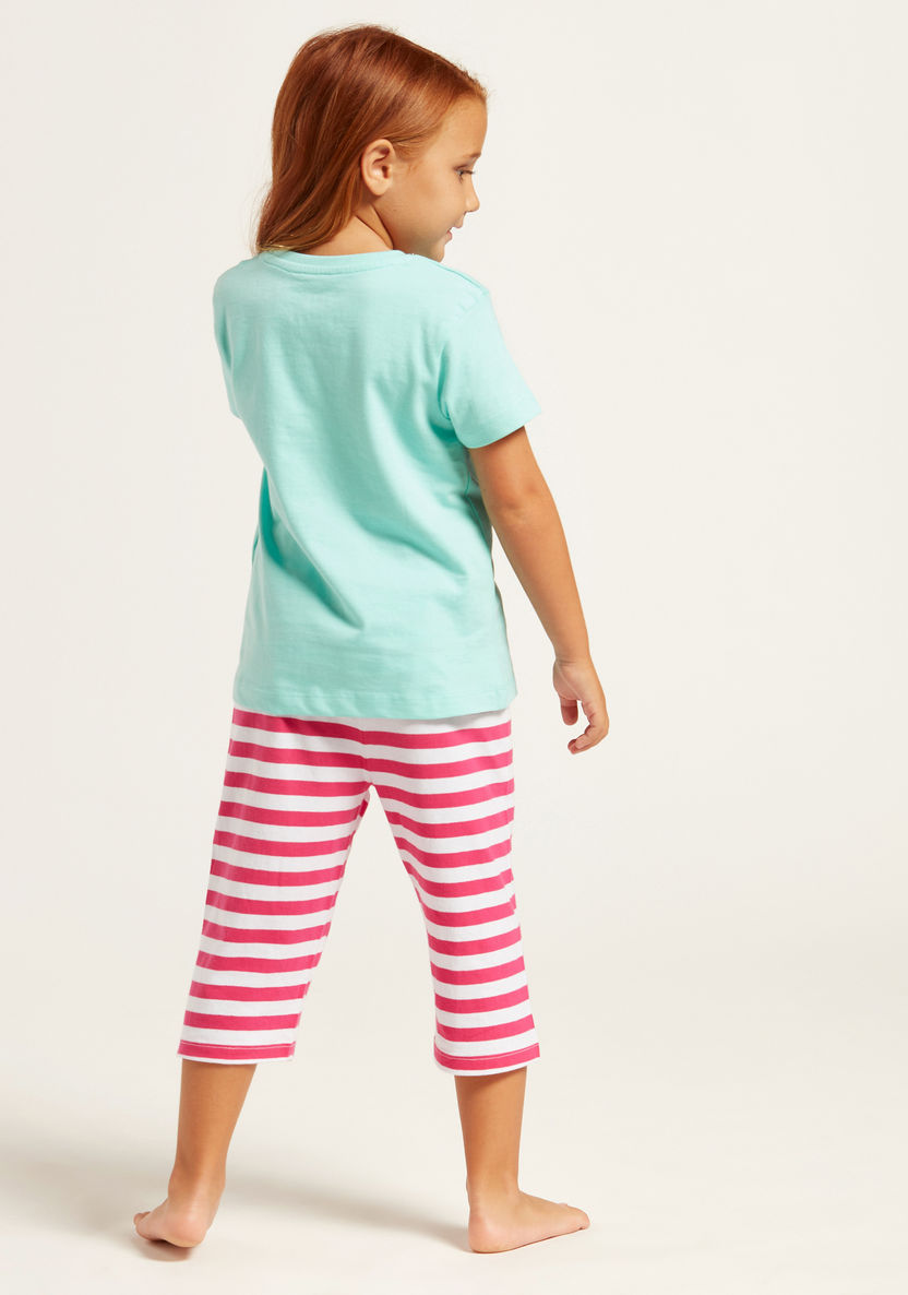 Juniors 4-Piece Printed Short Sleeves T-shirt and Pyjama Set-Pyjama Sets-image-2
