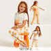 Juniors Orange Themed Round Neck T-shirt and Pyjamas - Set of 4-Nightwear-thumbnail-0