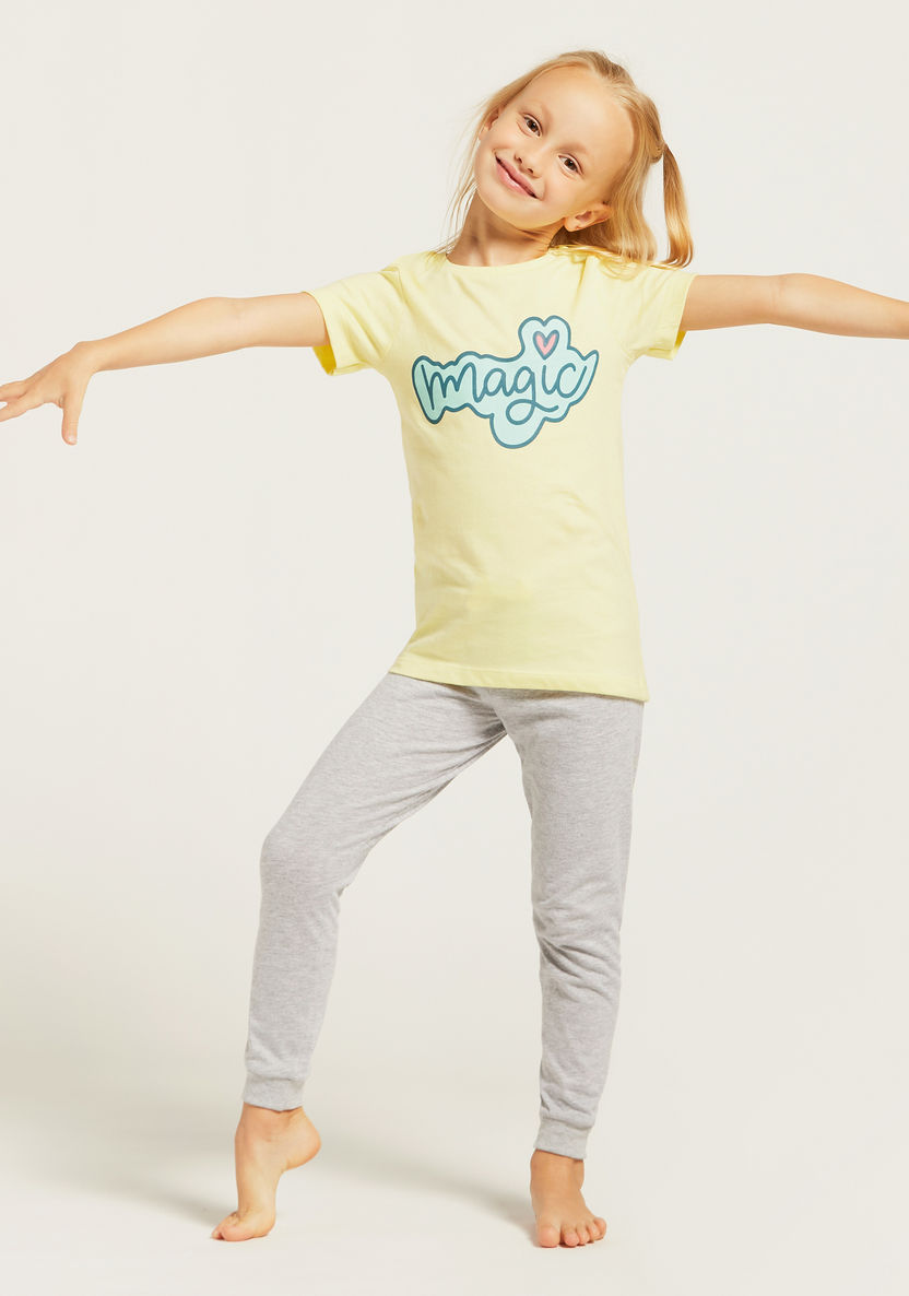 Juniors Printed T-shirt and Full Length Pyjama Set-Pyjama Sets-image-1