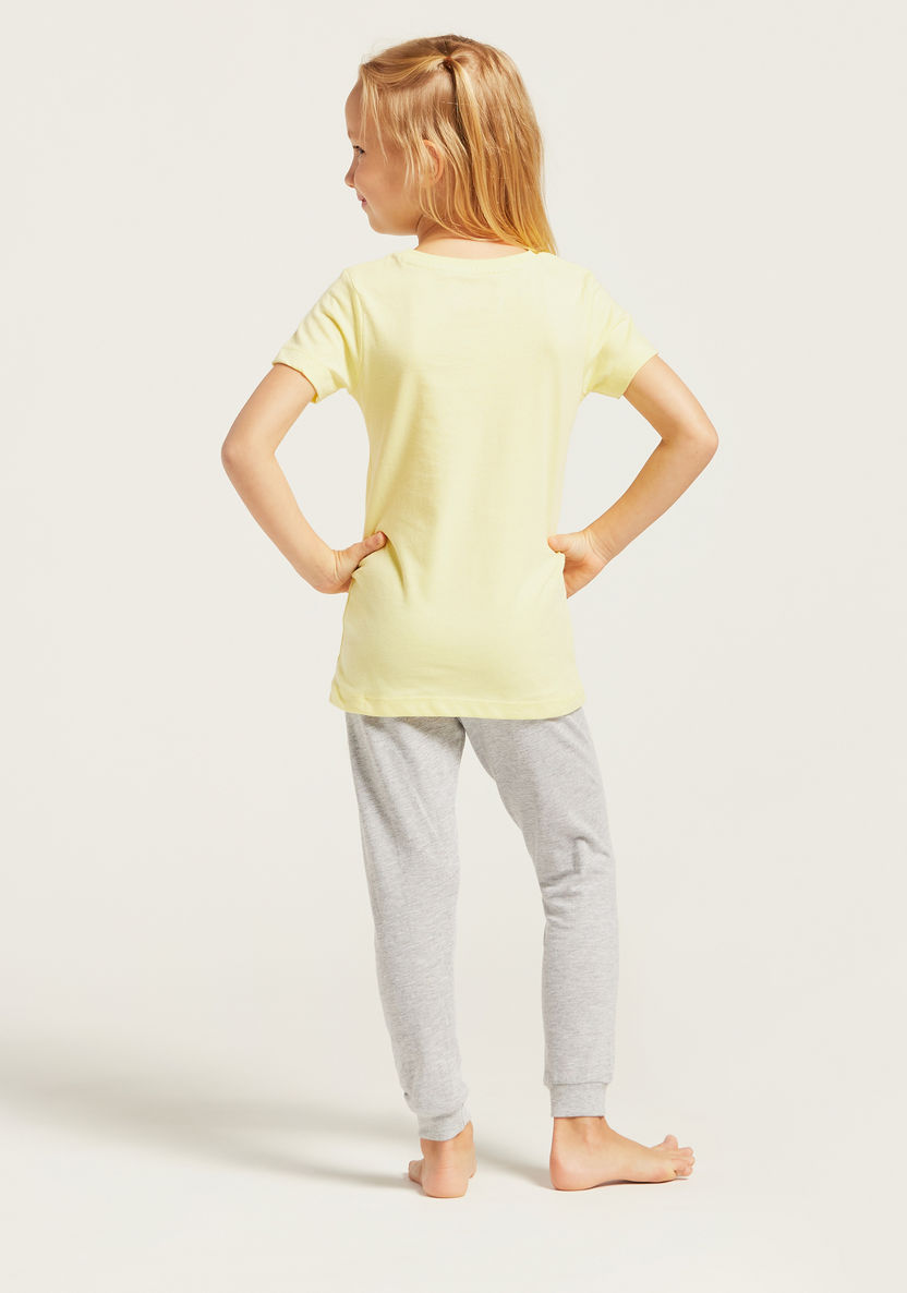 Juniors Printed T-shirt and Full Length Pyjama Set-Pyjama Sets-image-4