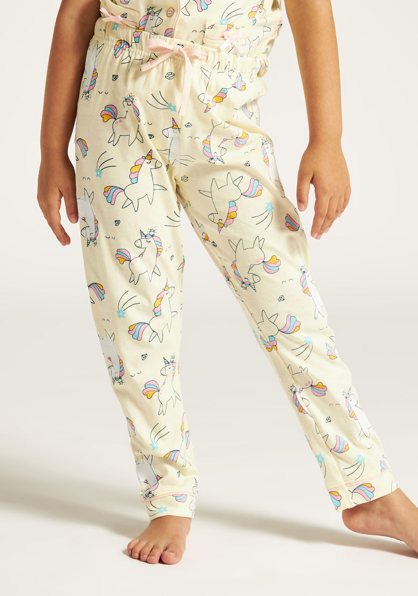 Juniors Unicorn Print Shirt and Full Length Pyjama Set-Nightwear-image-3