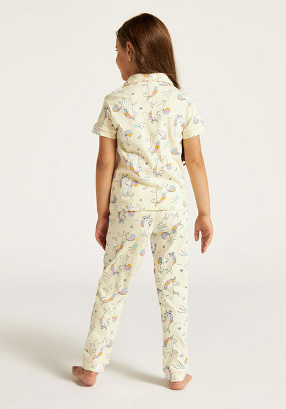 Juniors Unicorn Print Shirt and Full Length Pyjama Set