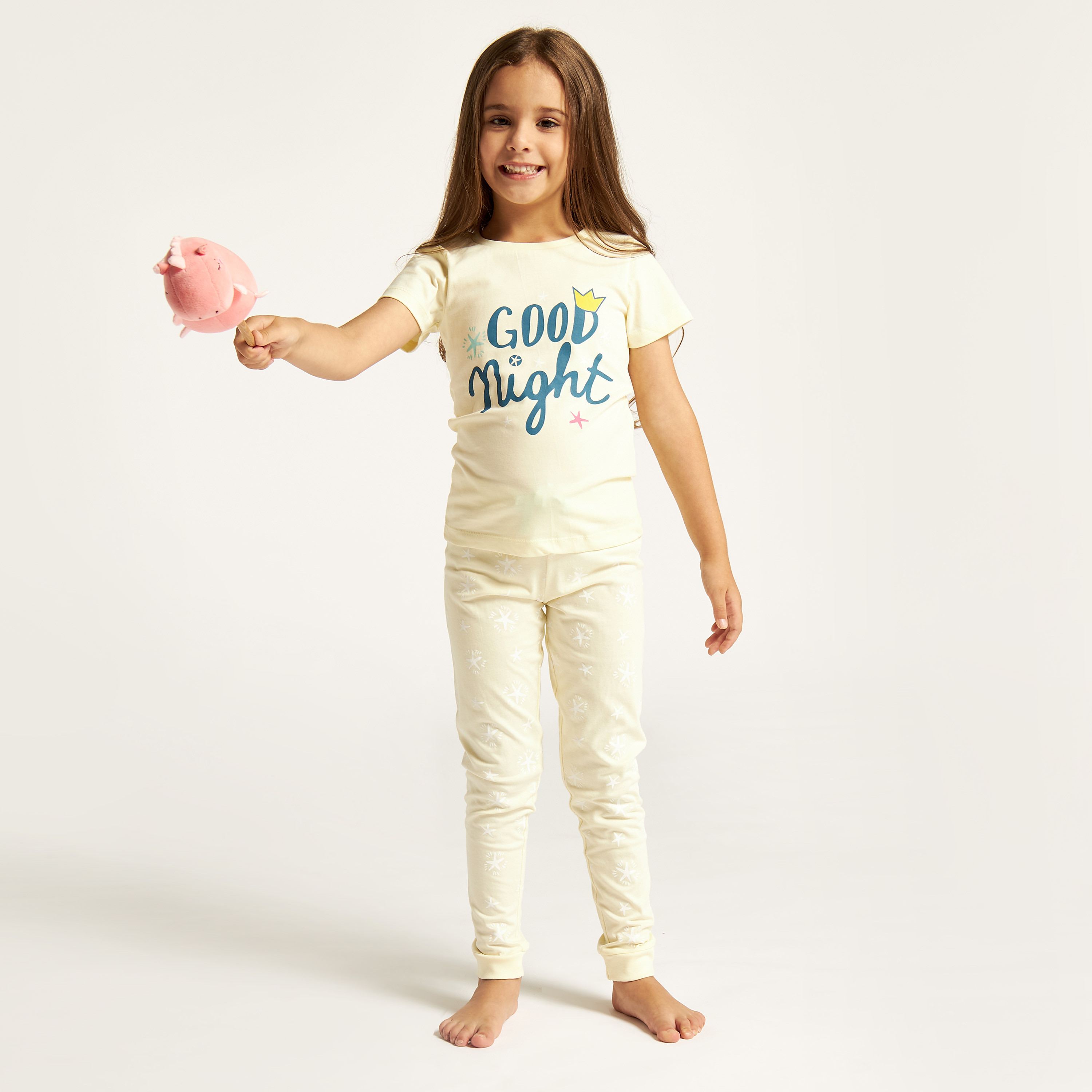 Juniors Printed Short Sleeve T-shirt and Pyjamas - Set of 2-baby-girls-clothing-multipacks-image-2