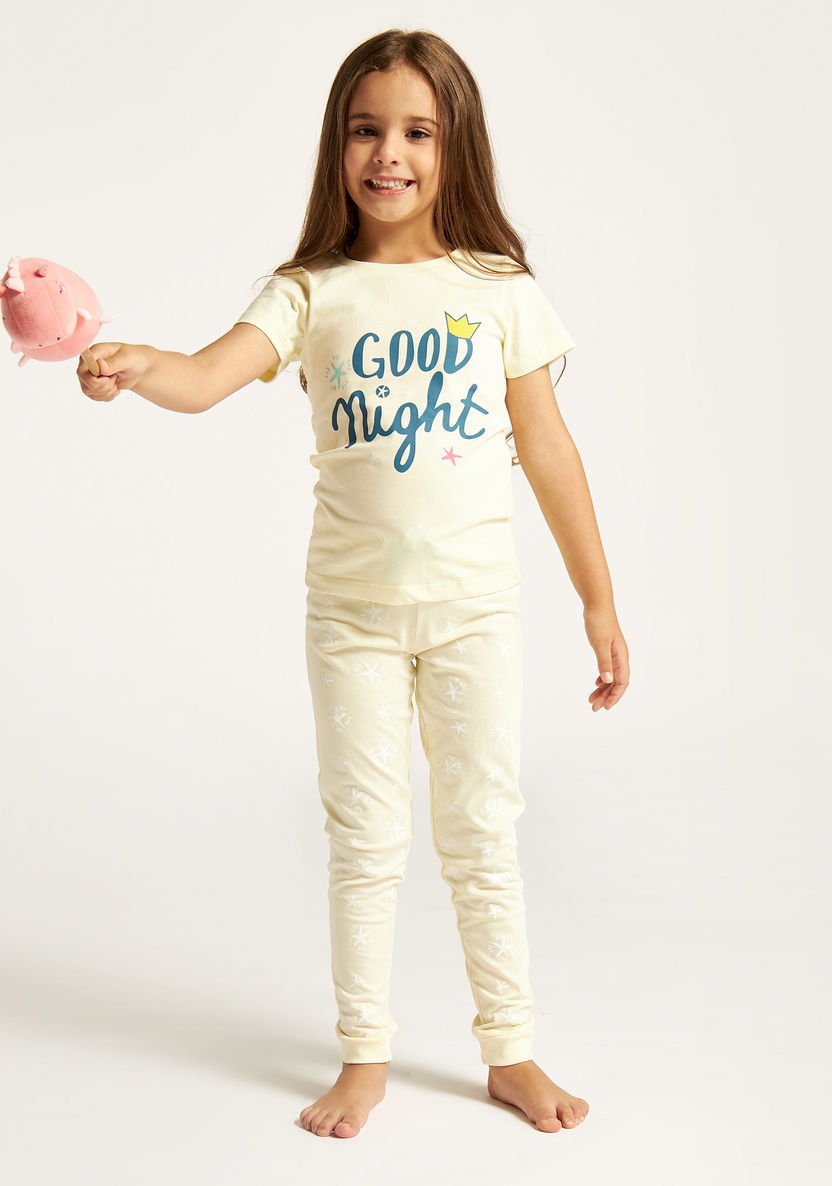 Juniors Printed Short Sleeve T-shirt and Pyjamas - Set of 2-Nightwear-image-1