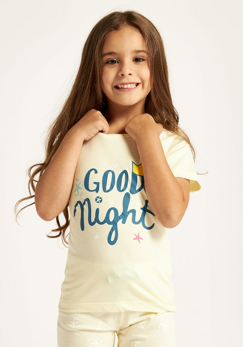 Juniors Printed Short Sleeve T-shirt and Pyjamas - Set of 2-Nightwear-image-2