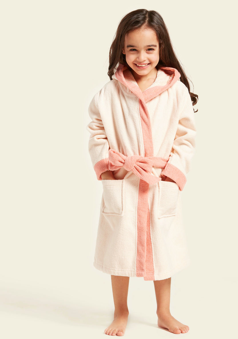 Juniors Textured Bathrobe with Hood and Tie-Ups-Towels and Flannels-image-0