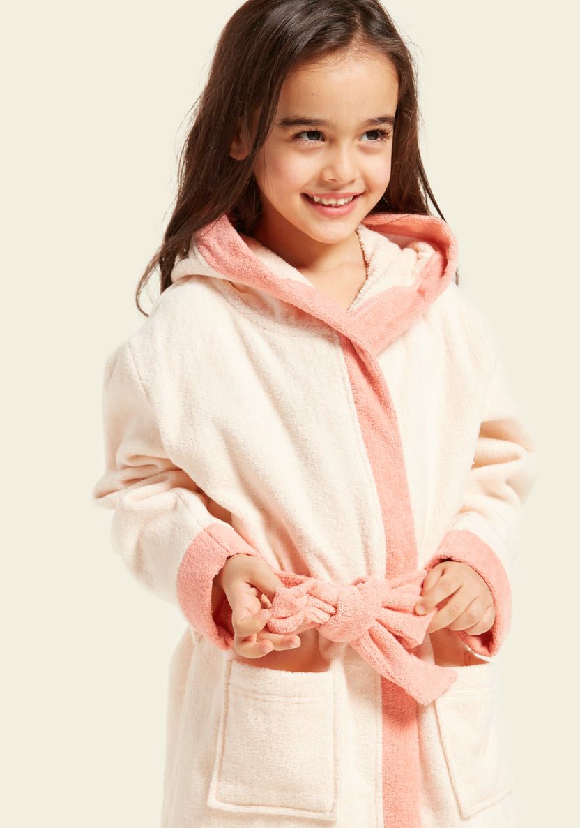 Juniors Textured Bathrobe with Hood and Tie-Ups-Towels and Flannels-image-3