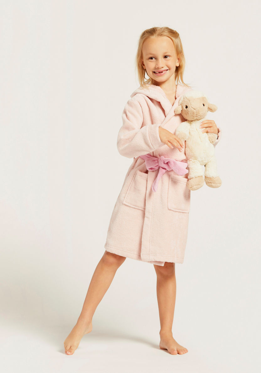 Juniors Textured Bathrobe with Hood and Patch Pockets-Towels and Flannels-image-0