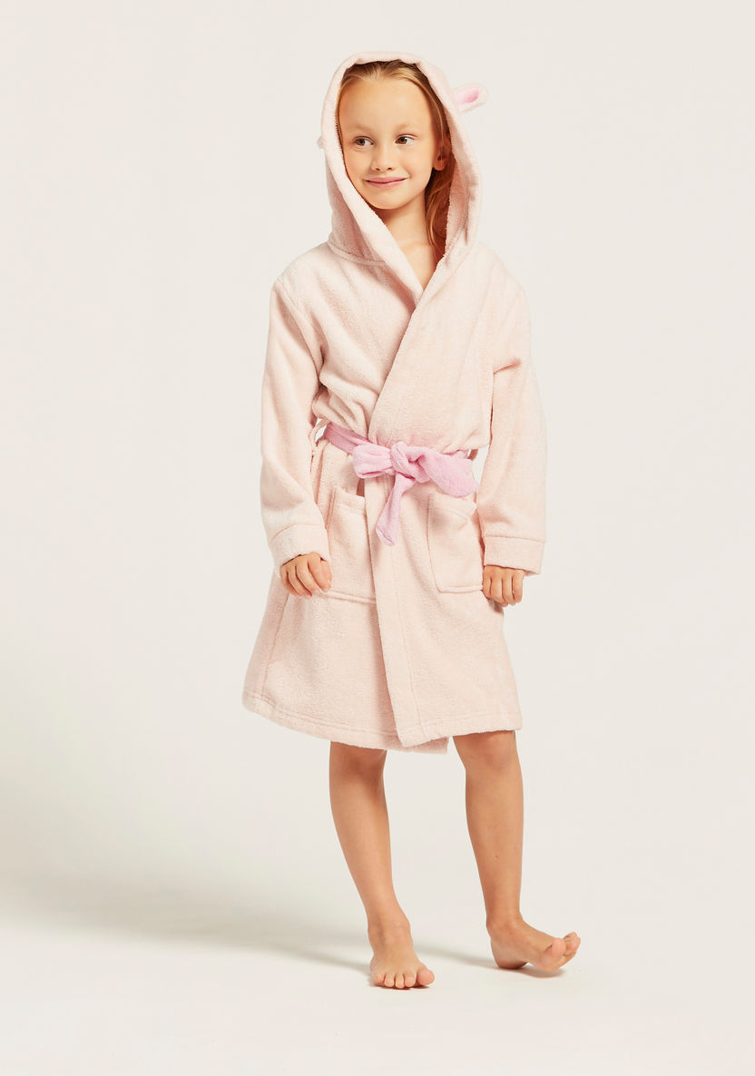Juniors Textured Bathrobe with Hood and Patch Pockets-Towels and Flannels-image-2