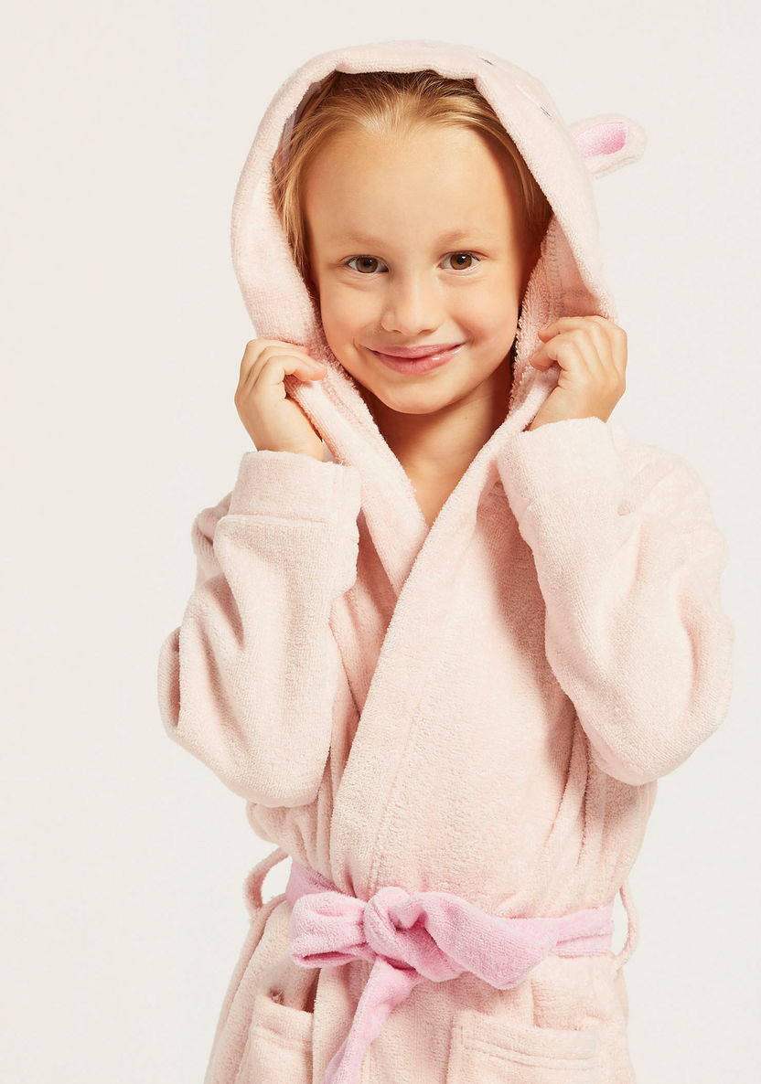 Juniors Textured Bathrobe with Hood and Patch Pockets-Towels and Flannels-image-3