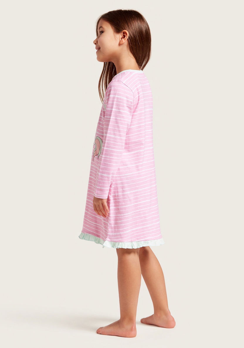 Juniors Graphic Print Sleep Dress with Long Sleeves - Set of 2-Nightwear-image-3