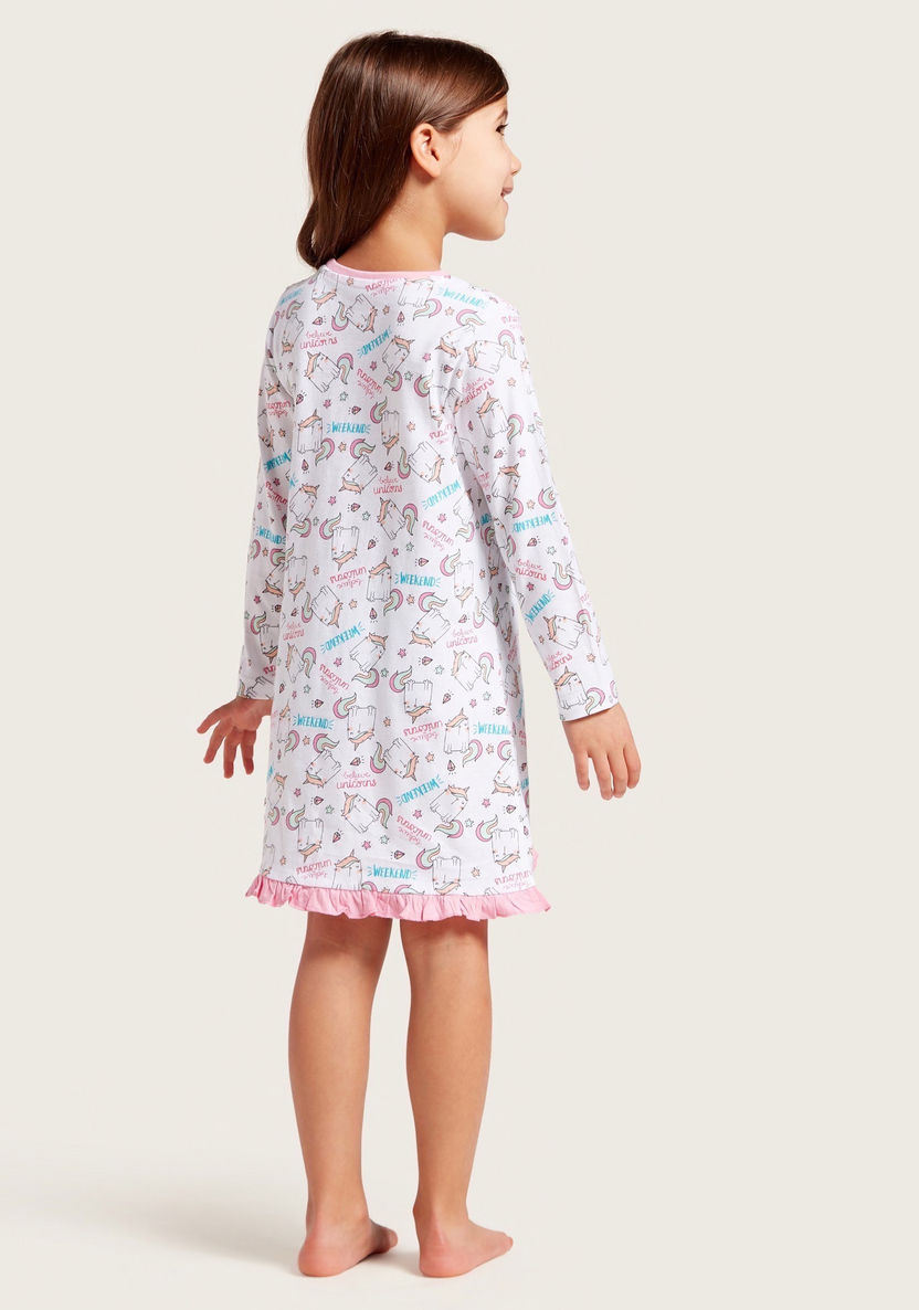 Juniors Graphic Print Sleep Dress with Long Sleeves - Set of 2-Nightwear-image-6