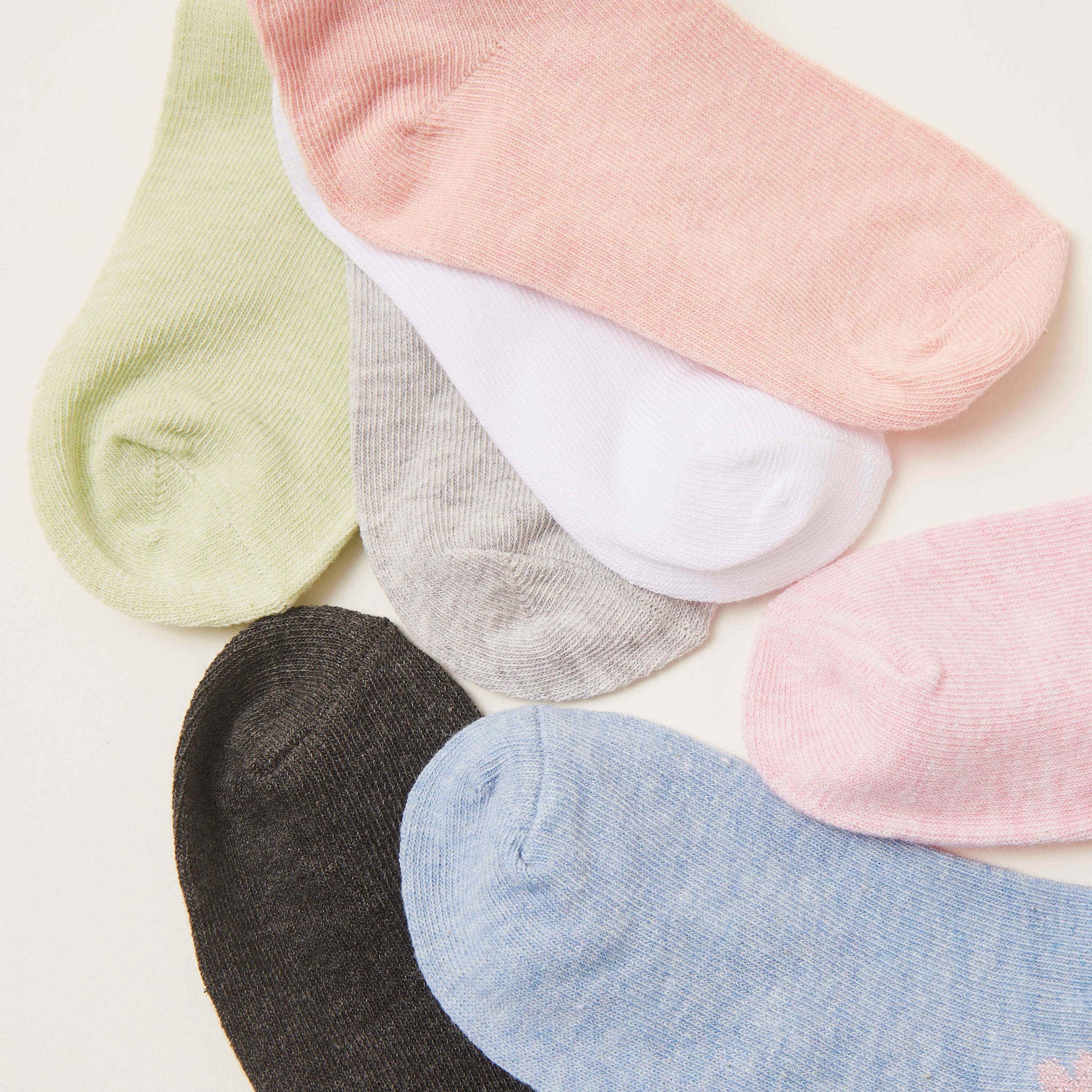 Juniors Ankle Length Socks with Glitter Detail - Set of 7-girls-clothing-multipacks-image-4