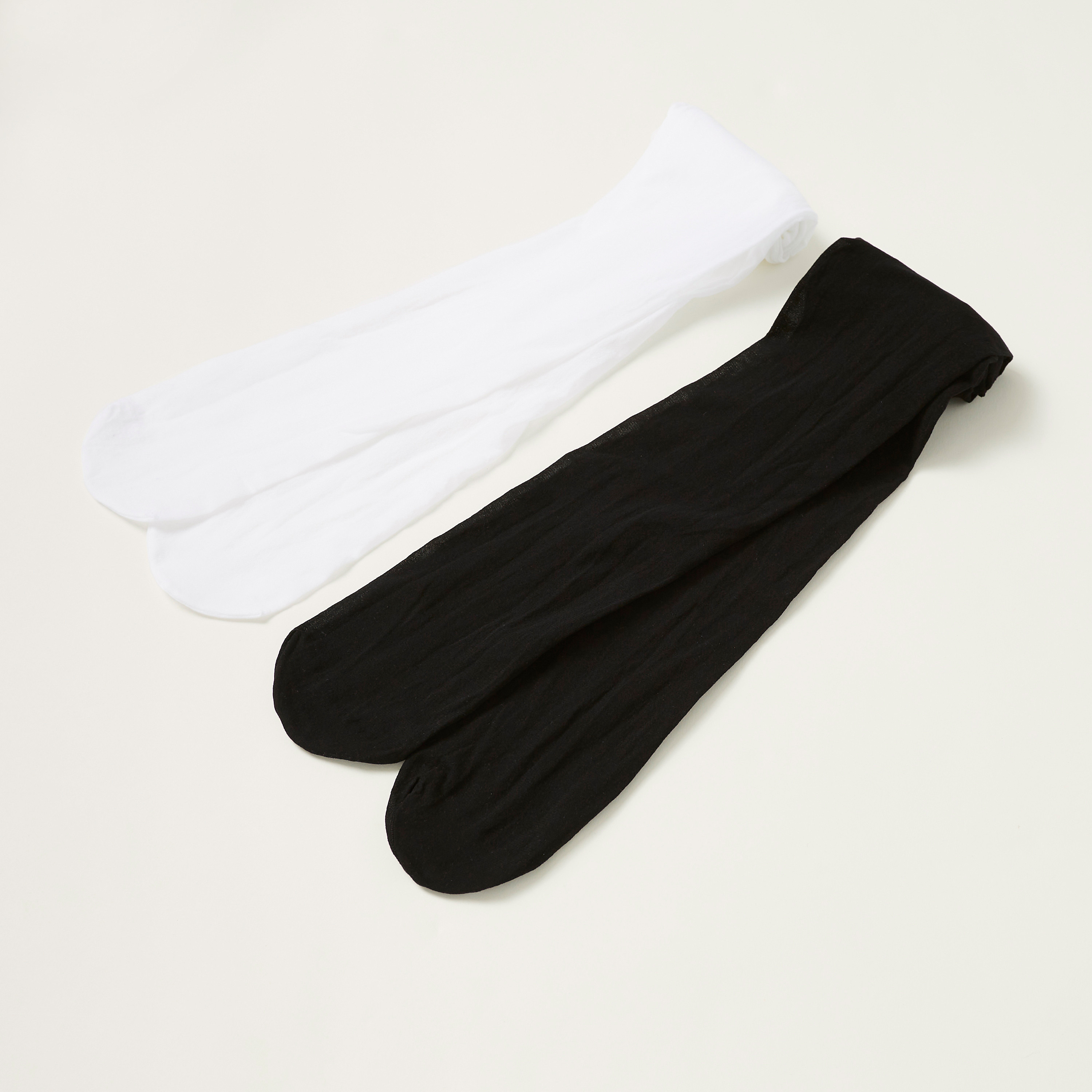 Juniors Solid Tights with Cuffed Hem - Set of 2-girls-accessories-socks-image-1