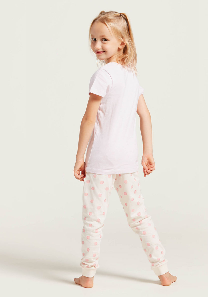 Juniors Graphic Print T-shirt and All-Over Print Pyjama Set-Pyjama Sets-image-3
