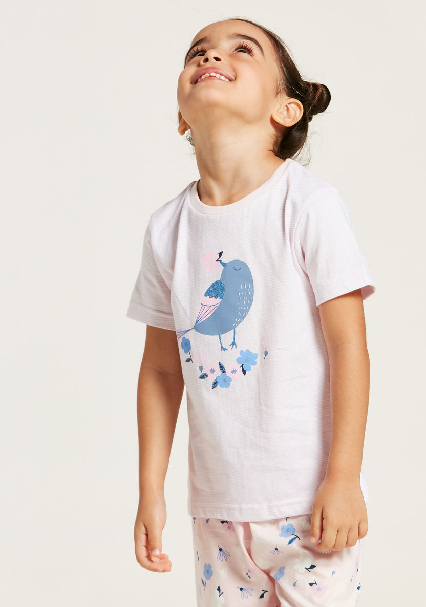 Juniors Graphic Print T-shirt and Pyjama Set-Pyjama Sets-image-1