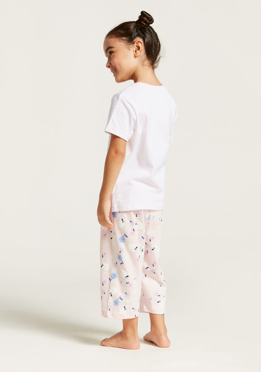 Juniors Graphic Print T-shirt and Pyjama Set-Pyjama Sets-image-3