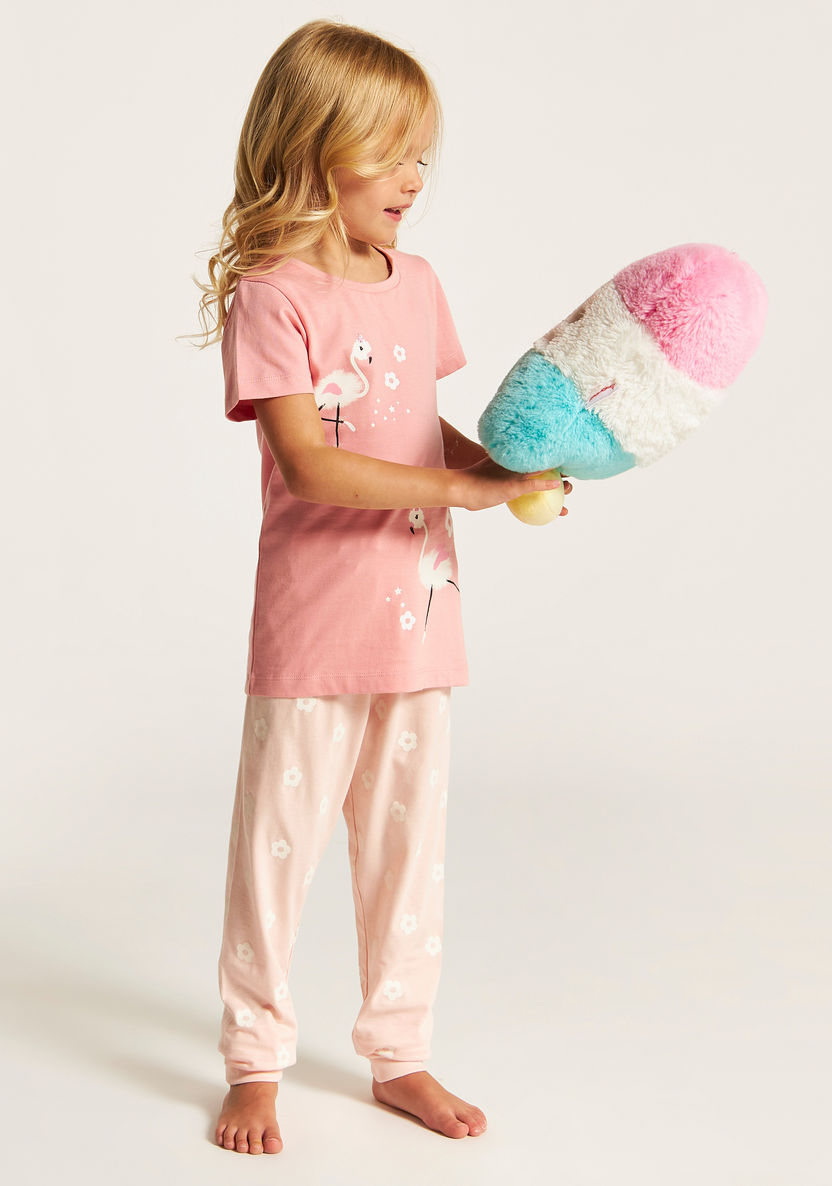 Juniors Printed Round Neck T-shirt and Pyjama - Set of 2-Nightwear-image-1