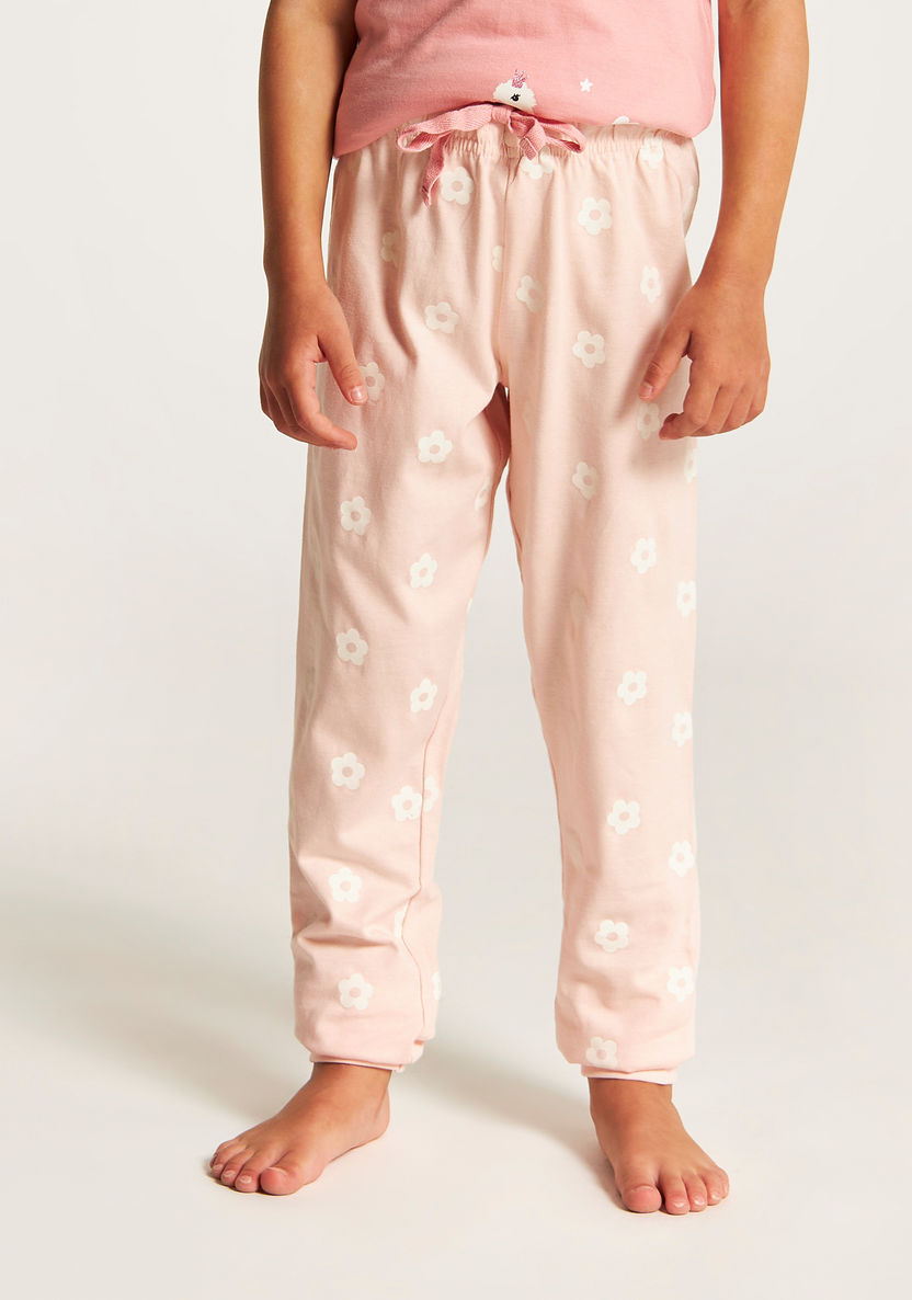 Juniors Printed Round Neck T-shirt and Pyjama - Set of 2-Nightwear-image-3