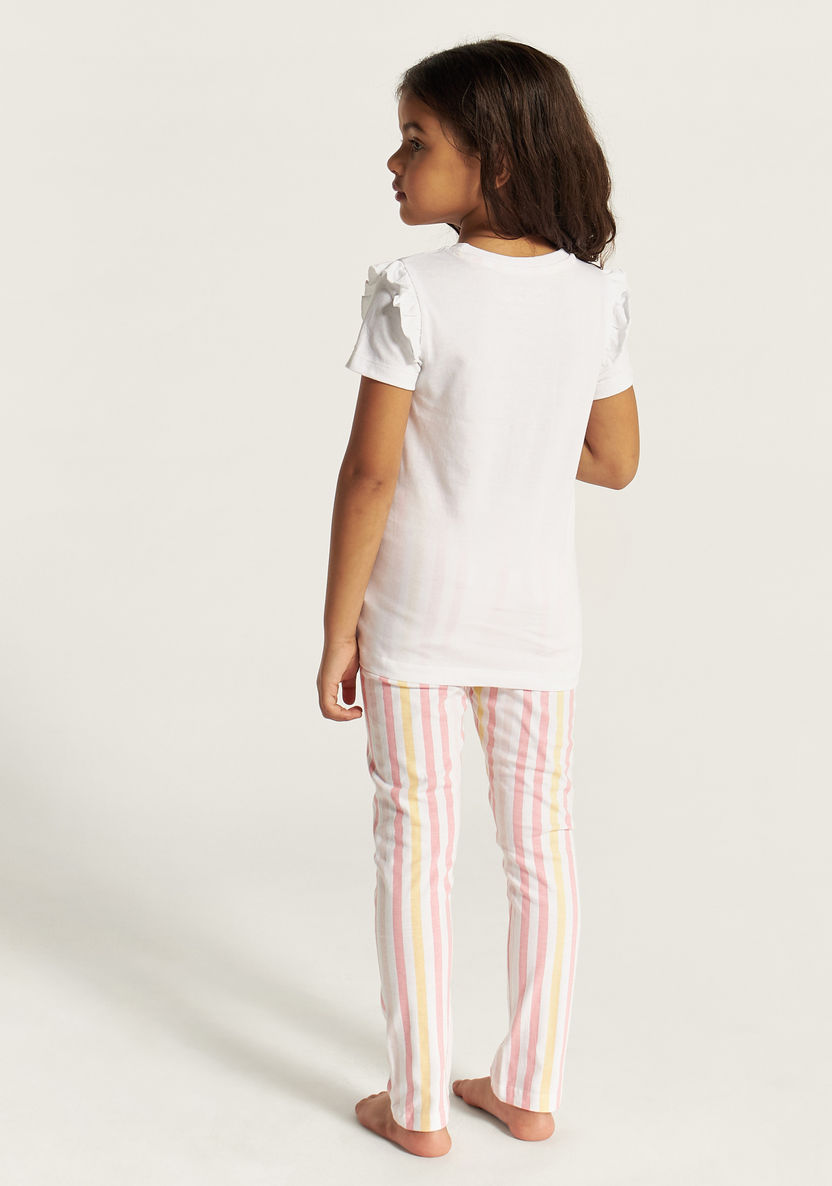 Juniors Swan Embellished Crew Neck T-shirt and Pyjama Set-Nightwear-image-4