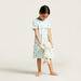 Juniors Polka Dot Print Sleep Dress with Round Neck and Short Sleeves-Pyjama Sets-thumbnail-1