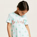 Juniors Polka Dot Print Sleep Dress with Round Neck and Short Sleeves-Pyjama Sets-thumbnail-2