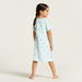 Juniors Polka Dot Print Sleep Dress with Round Neck and Short Sleeves-Pyjama Sets-thumbnail-3