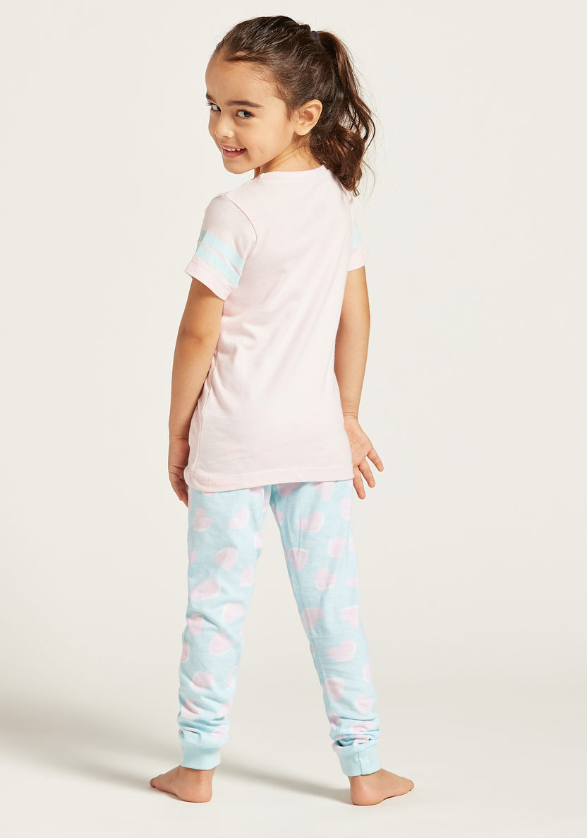 Hello Kitty Print Short Sleeves T-shirt and Pyjama Set-Pyjama Sets-image-3