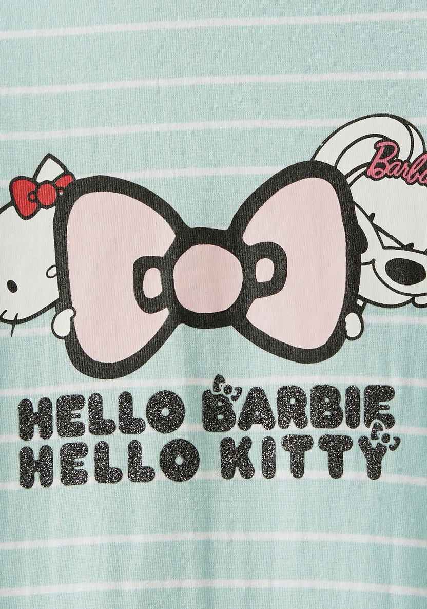 Hello Kitty Graphic Print Sleep Dress with Raglan Sleeves-Pyjama Sets-image-1